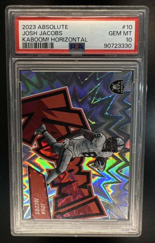 2023 Panini Absolute Josh Jacobs #10 Kaboom Horizontal SSP Raiders PSA 10