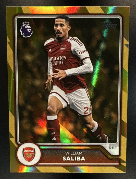 2026-27 Topps Premier League William Saliba #21 Gold Rainbow Laser Arsenal