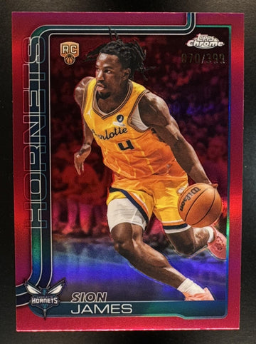 2025-26 Topps Chrome Update Sion James #183 Magenta Refractor 70/399 RC Hornets