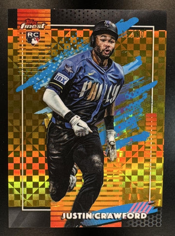 2026 Topps Finest Justin Crawford #123 Uncommon Gold Geometric Refractor /50 RC Phillies