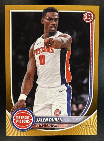 2025-26 Bowman Jalen Duren #75 Gold Border 26/50 Pistons