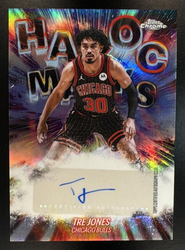 2025-26 Topps Chrome Update Tre Jones #HM-TRE Havoc Marks Auto Refractor Bulls