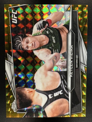 2026 Topps Chrome UFC Ketlen Vieira #198 Gold Geometric Refractor 9/50