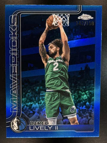 2025-26 Topps Chrome Update Dereck Lively II #116 Blue Refractor /150 Mavericks