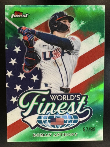 2026 Topps Finest Roman Anthony #WF-9 Worlds Green Refractor 67/99 RC Red Sox