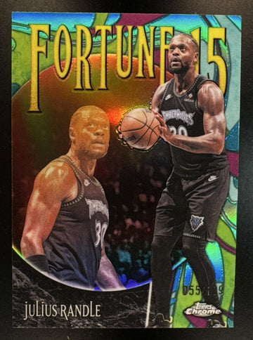 2025 Topps Chrome Update Julius Randle #F15-7 Fortune 15 Aqua Refractor /199 Timberwolves