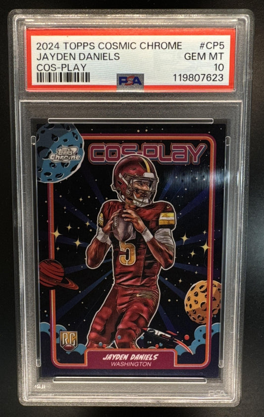 2024 Topps Cosmic Chrome Jayden Daniels #CP-5 Cos-Play RC Commanders PSA 10