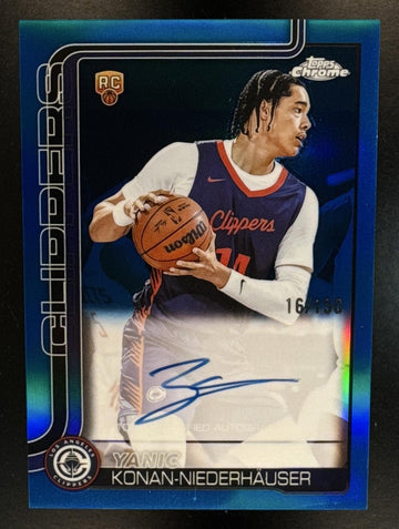2025 Topps Chrome Yanic Konan-Niederhauser #TCAR-YKN Rookie Auto Blue Refractor /150 Clippers