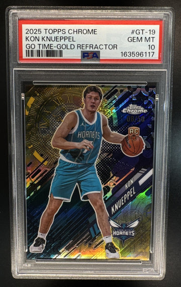 2025 Topps Chrome Kon Knueppel #GT-19 Go Time Gold Refractor /50 RC PSA 10