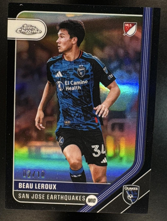 2026 Topps Chrome MLS Beau Leroux #100 Black Refractor 2/10 Earthquakes