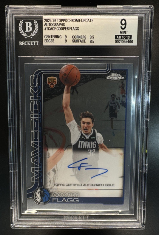 2025-26 Topps Chrome Update Cooper Flagg #TCA-CF Auto RC Mavericks BGS 9 Autograph 10