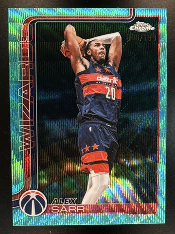 2025-26 Topps Chrome Update Alex Sarr #87 Aqua Wave Refractor 10/199 Wizards