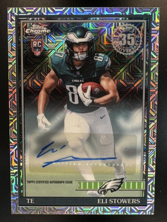 2026 Topps Eli Stowers #91TRC-39 1991 Chrome Rookie Mojo Refractor RC Eagles