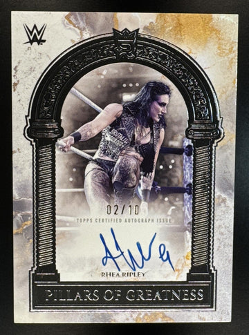 2025 Topps Royalty WWE Rhea Ripley #PGS-RRI Pillars of Greatness Silver /10 Auto