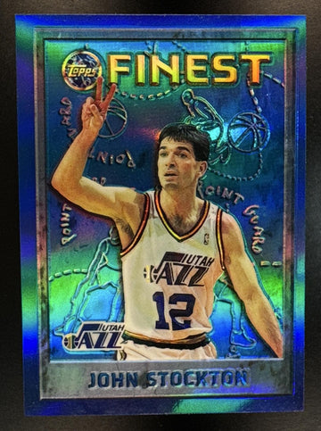 1995-96 Topps Finest John Stockton #15 Refractor Jazz