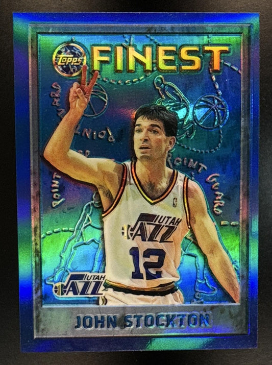 1995-96 Topps Finest John Stockton #15 Refractor Jazz
