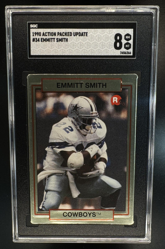 1990 Action Packed Rookie/Update Emmitt Smith #34 RC Cowboys SGC 8