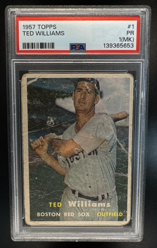1957 Topps Ted Williams #1 Red Sox PSA 1 (MK)
