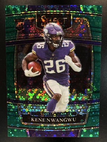 2021 Panini Select Kene Nwangwu #74 Green Disco Prizm 5/5 RC Concourse Vikings