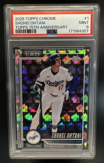 2026 Topps Chrome Shohei Ohtani #1 75th Anniversary Refractor /75 Dodgers PSA 9