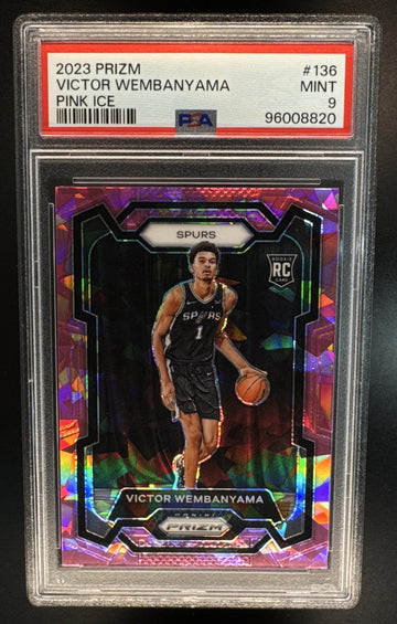 2023-24 Panini Prizm Victor Wembanyama #136 Prizms Pink Ice RC Spurs PSA 9
