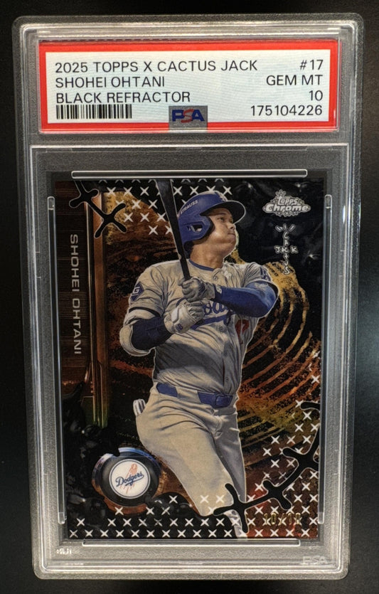 2025 Topps Chrome x Cactus Jack Shohei Ohtani #17 Black Refractor /10 Dodgers PSA 10