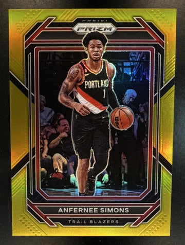 2022-23 Panini Prizm Anfernee Simons #46 Prizms Gold 10/10 Trail Blazers