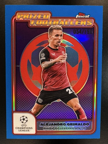 2024 Topps Finest UEFA UCC Alejandro Grimaldo #PF-5 Prized Footballers Blue /150 Bayer Leverkusen