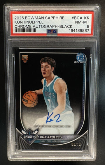 2025 Bowman Sapphire Basketball Kon Knueppel Rookie Chrome Autograph Black Refractor /10 PSA 8