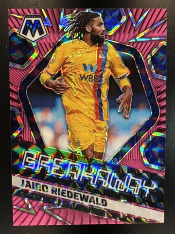 2021 Panini Mosaic Premier League Jairo Riedewald #25 Breakaway Pink Fluorescent /10 Crystal Palace