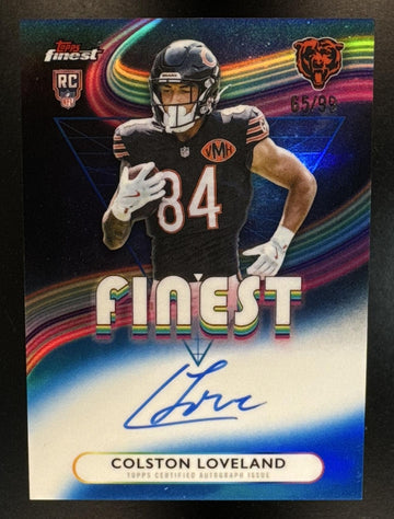 2025 Topps Finest Colston Loveland #RFA-CL Rookie Auto Blue Refractor /99 RC Bears