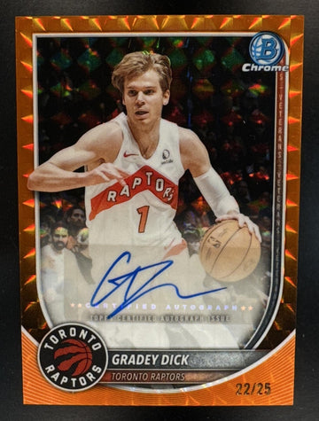 2025 Bowman Gradey Dick #BCA-GD Chrome Auto Orange Geometric Refractor /25 Raptors