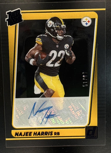 2021 Panini Clearly Donruss Najee Harris #60 Rated Rookie Auto Blue /99 RC Steelers