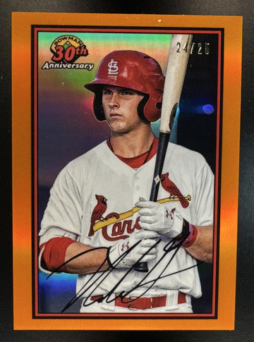 2019 Bowman Nolan Gorman #B30-NG 30th Anniversary Chrome Orange Refractor /25 Cardinals
