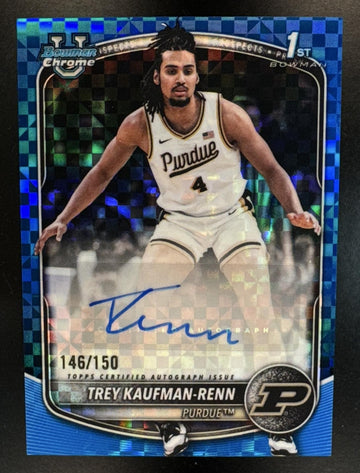 2025 Bowman Trey Kaufman-Renn #CPA-TK Chrome Auto Blue X-Fractor /150 1st Bowman Purdue