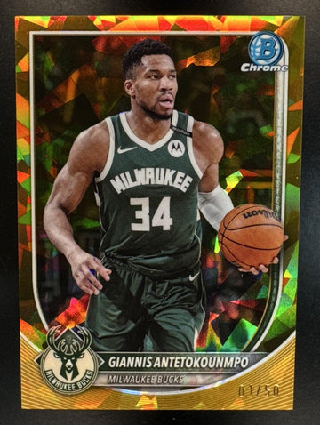 2025 Bowman Sapphire Giannis Antetokounmpo #BCV-80 Chrome Gold Refractor /50 Bucks