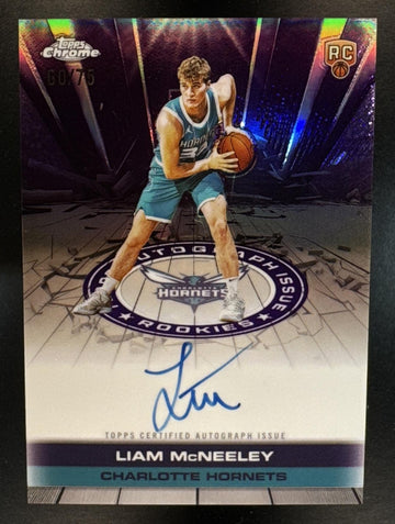 2025 Topps Chrome Liam McNeeley #TAIR-LMC Certified Issued Auto Purple Refractor /75 Hornets