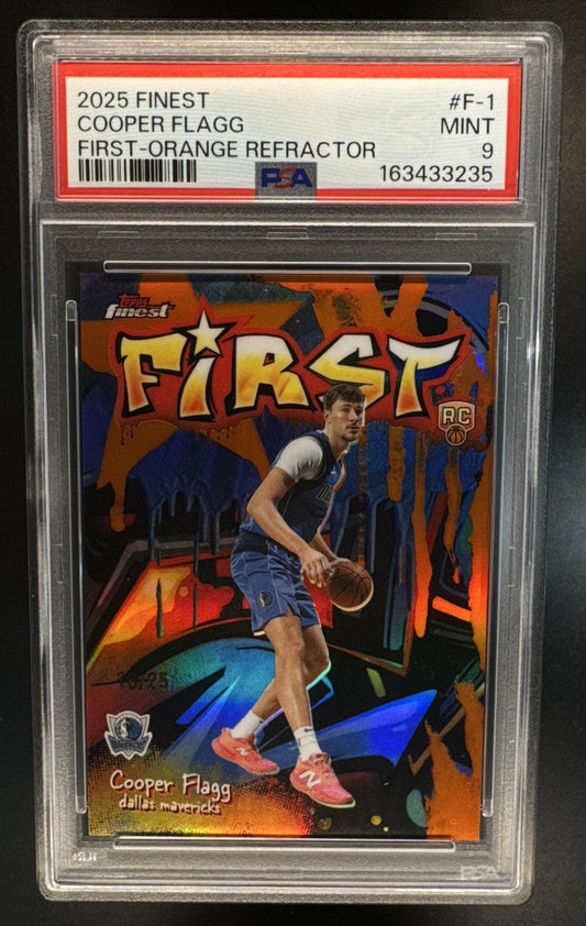 2025 Topps Finest Cooper Flagg #F-1 First Orange Refractor /25 RC PSA 9