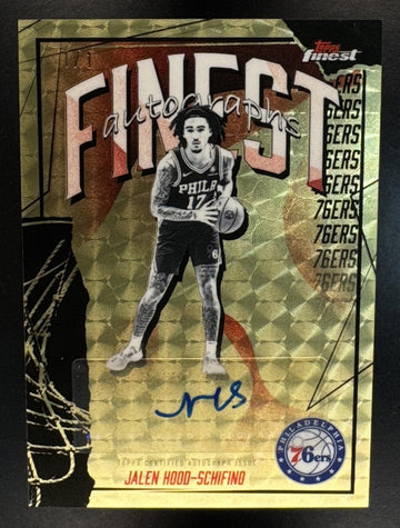 2025-26 Topps Finest Jalen Hood-Schifino #FAU-JHS Auto SuperFractor 1/1 76ers