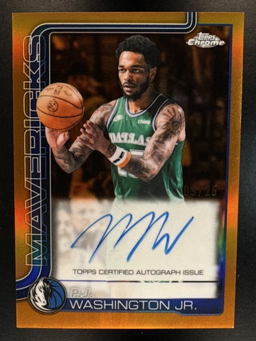 2025 Topps Chrome Update P.J. Washington Jr. #TCA-PJW Auto Orange Refractor /25 Mavericks