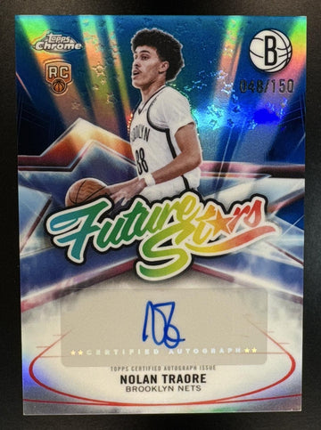 2025 Topps Chrome Update Nolan Traore #FS-NT Future Stars Auto Blue Refractor /150 Nets