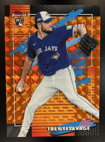 2026 Topps Finest Trey Yesavage #136 Uncommon Orange Geometric Refractor /25 Blue Jays