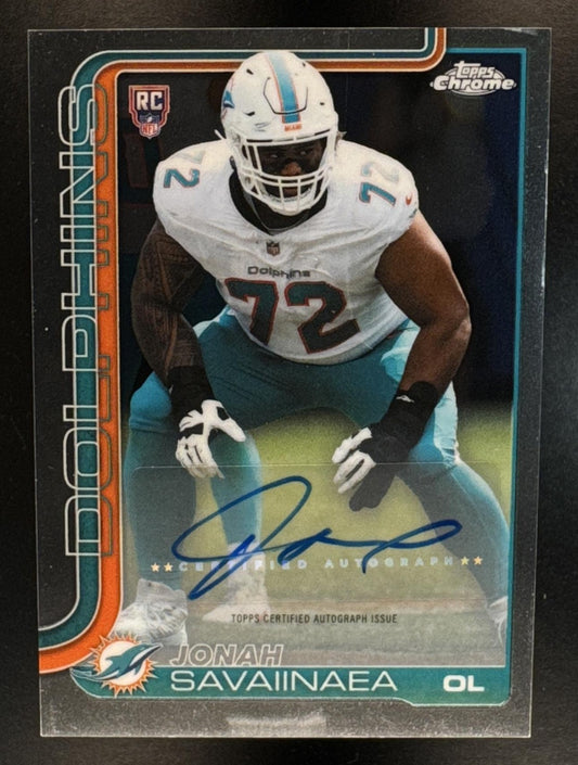 2025 Topps Chrome Jonah Savaiinaea #RA-JS Rookie Auto RC Dolphins