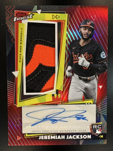 2026 Topps Finest Jeremiah Jackson #RPA-JJ Rookie Patch Auto Red Refractor /5 Orioles