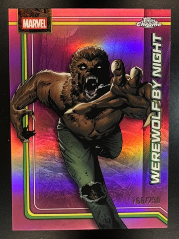 2026 Topps Chrome Marvel Comics Werewolf by Night #195 Pink Refractor 166/250