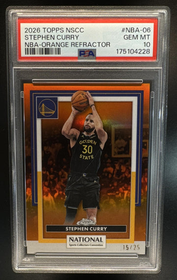 2026 Topps NSCC Stephen Curry #NBA-06 NBA Chrome Orange Refractor /25 PSA 10