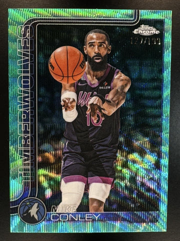 2025 Topps Chrome Update Mike Conley #109 Aqua Wave Refractor /199 Mavericks