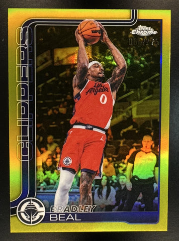 2025-26 Topps Chrome Update Bradley Beal #80 Yellow Refractor /275 Clippers