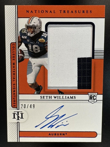 2021 Panini National Treasures Collegiate Seth Williams #85 Blue /49 MEM Auto RC Auburn