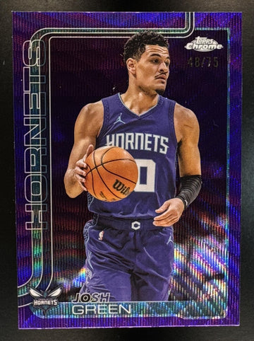 2025-26 Topps Chrome Josh Green #47 Purple Wave Refractor 48/75 Hornets